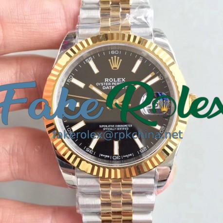 Replica Rolex Datejust II 116333 41MM EW Stainless Steel & Yellow Gold Black Dial Swiss 3235