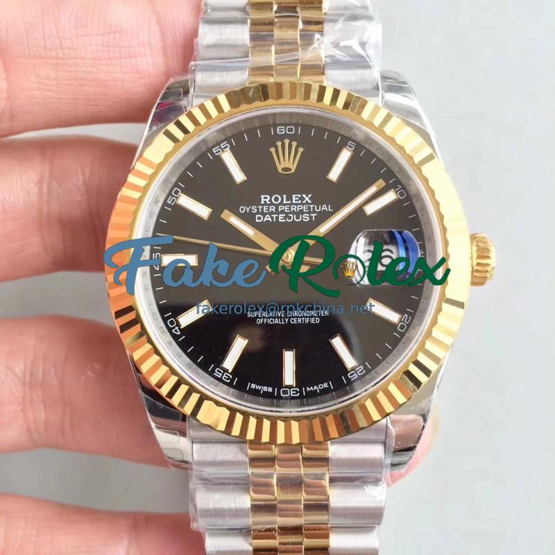 Replica Rolex Datejust II 116333 41MM EW Stainless Steel & Yellow Gold Black Dial Swiss 3235