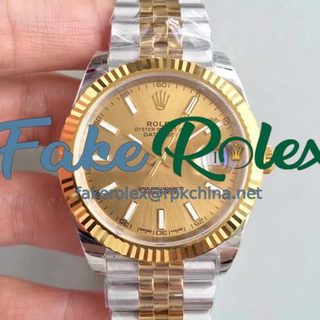 Replica Rolex Datejust II 116333 41MM EW Stainless Steel & Yellow Gold Champagne Dial Swiss 3235