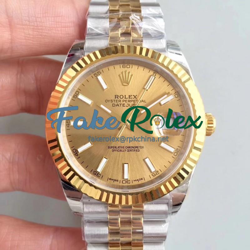 Replica Rolex Datejust II 116333 41MM EW Stainless Steel & Yellow Gold Champagne Dial Swiss 3235