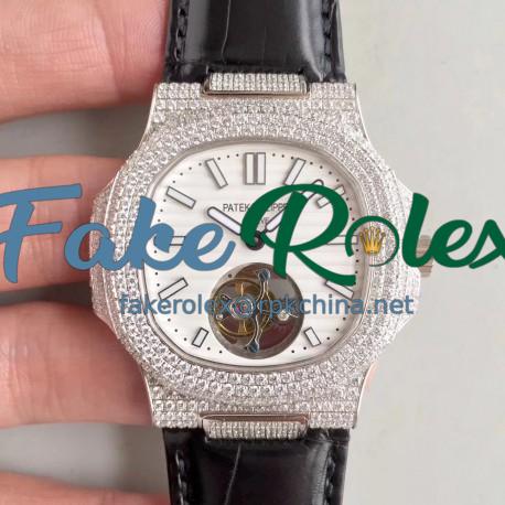 Replica Patek Philippe Nautilus Jumbo 5711 2018 N Stainless Steel & Diamonds White Dial Swiss Tourbillon