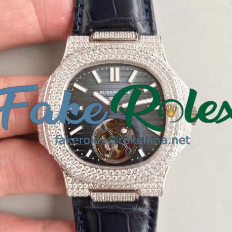 Replica Patek Philippe Nautilus Jumbo 5711 2018 N Stainless Steel & Diamonds Blue Dial Swiss Tourbillon