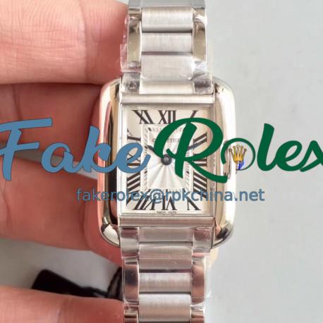 Replica Cartier Tank Anglaise Ladies W5310022 GS Stainless Steel Silver Dial Swiss Quartz