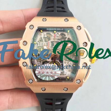 Replica Richard Mille RM011 Felipe Massa Chronograph KV Rose Gold Skeleton Dial Swiss 7750