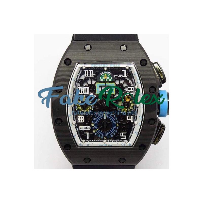 Replica Richard Mille RM011-FM Felipe Massa Chronograph Forged Carbon Blue Dial swiss 7750