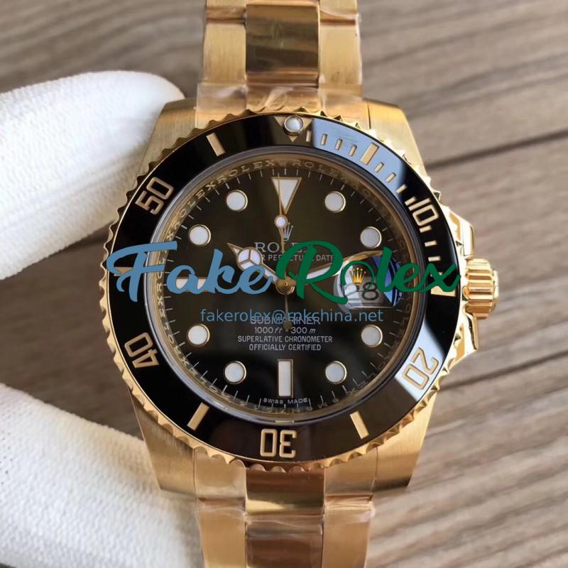 Replica Rolex Submariner Date 116618LN VR 18K Yellow Gold Wrapped Black Dial Swiss 2836-2