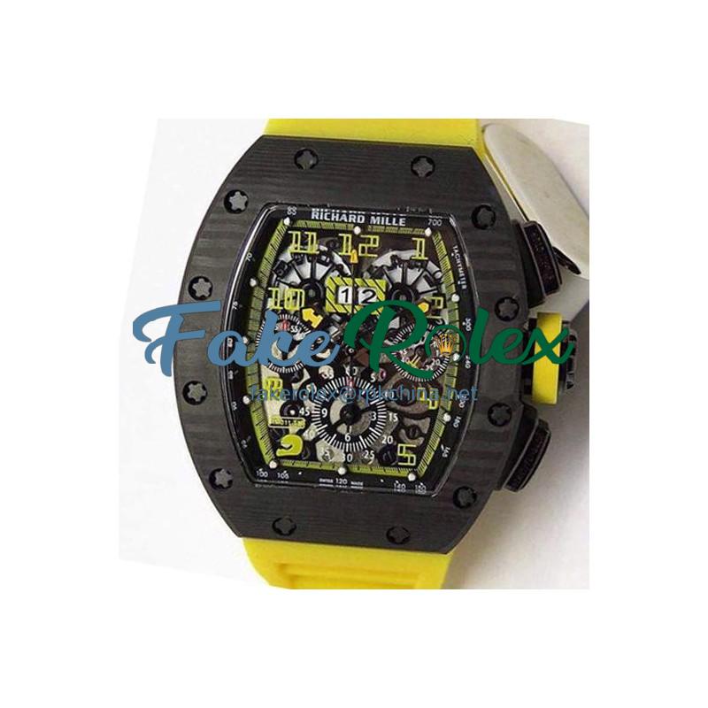 Replica Richard Mille RM011-FM Felipe Massa Chronograph Forged Carbon Yellow Dial Swiss 7750