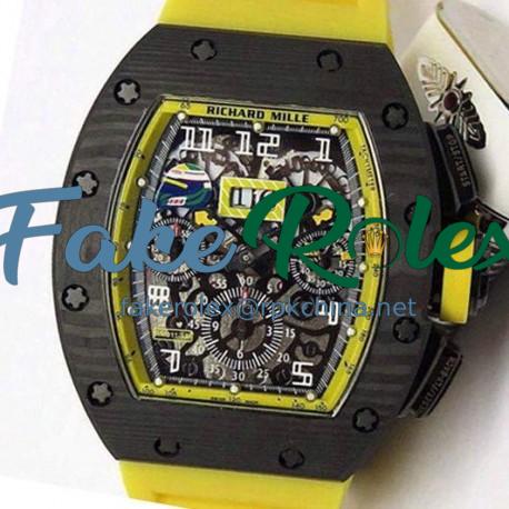 Replica Richard Mille RM011-FM F Massa Brazil GP Chronograph Forged Carbon Yellow Dial Swiss 7750