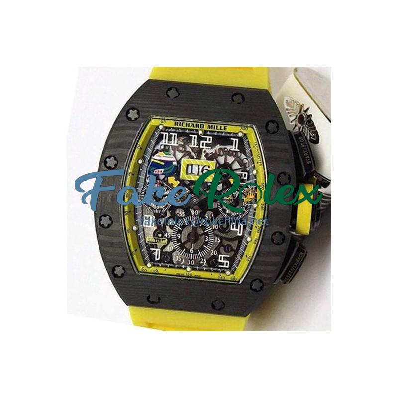 Replica Richard Mille RM011-FM F Massa Brazil GP Chronograph Forged Carbon Yellow Dial Swiss 7750