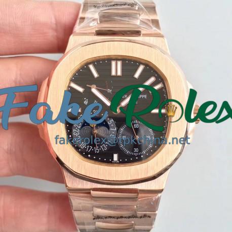 Replica Patek Philippe Nautilus Moonphase 5712R-001 N Rose Gold Black Dial Swiss 240 PS IRM C LU