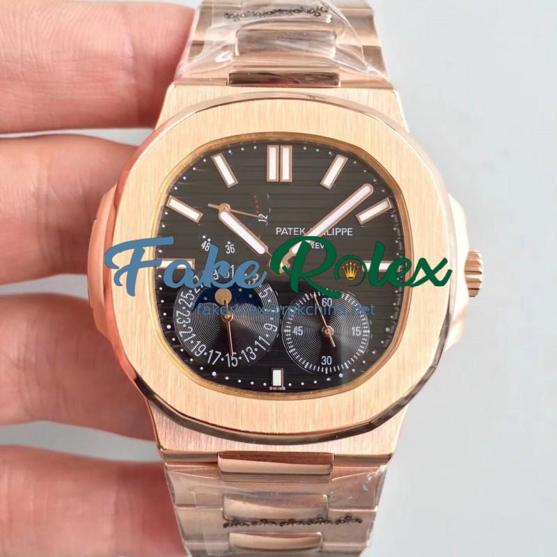 Replica Patek Philippe Nautilus Moonphase 5712R-001 N Rose Gold Black Dial Swiss 240 PS IRM C LU