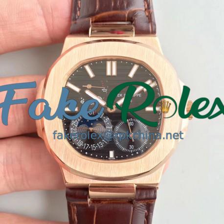 Replica Patek Philippe Nautilus Moonphase 5712R-001 N Rose Gold Black Dial Swiss 240 PS IRM C LU