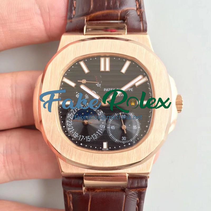 Replica Patek Philippe Nautilus Moonphase 5712R-001 N Rose Gold Black Dial Swiss 240 PS IRM C LU