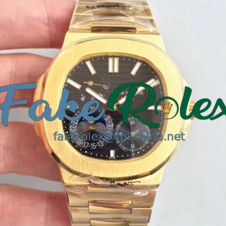 Replica Patek Philippe Nautilus Moonphase 5712R-001 N Yellow Gold Black Dial Swiss 240 PS IRM C LU