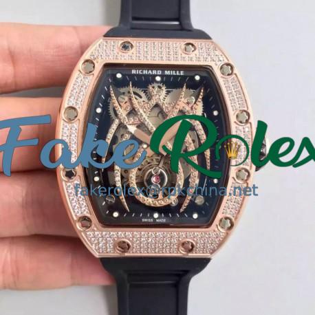 Replica Richard Mille 19-01 SF Rose Gold & Diamond Diamond Spyder Dial M6T51