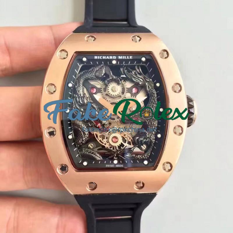 Replica Richard Mille RM57-01 Jackie Chan Rose Gold Black Dial Dial M9015