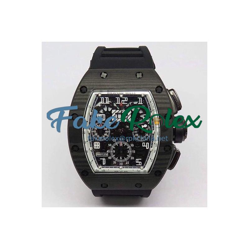 Replica Richard Mille RM011-FM Felipe Massa Chronograph Forged Carbon White Dial Swiss 7750