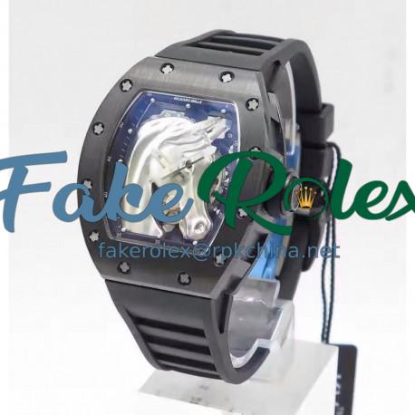 Replica Richard Mille Polo Club Saint Tropez RM052 KV Black Ceramic Silver Dial M8215