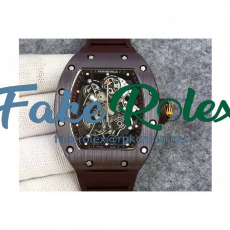 Replica Richard Mille RM55 Brown Ceramic Brown Skeleton Dial M8215