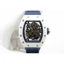 Replica Richard Mille RM55 White Ceramic Blue Skeleton Dial M8215