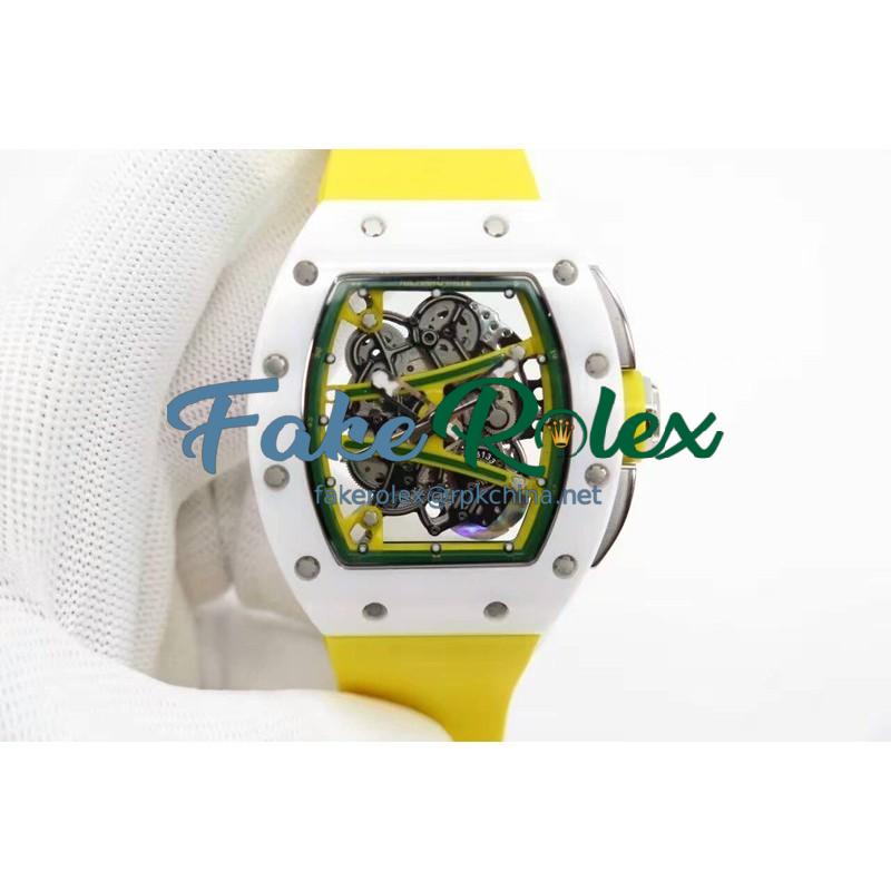 Replica Richard Mille RM59-01M White Ceramic Green Skeleton Dial M8215