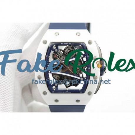 Replica Richard Mille RM59-01M White Ceramic Blue Skeleton Dial M8215