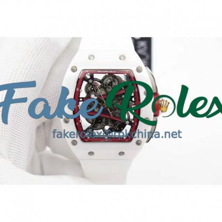 Replica Richard Mille RM59-01M White Ceramic Red Skeleton Dial M8215