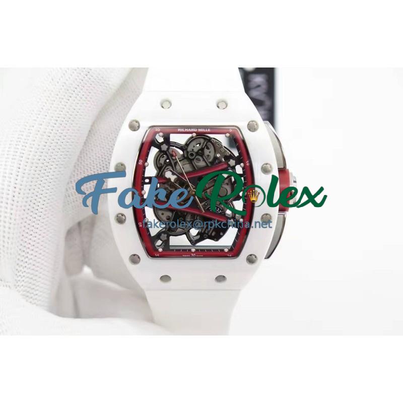 Replica Richard Mille RM59-01M White Ceramic Red Skeleton Dial M8215