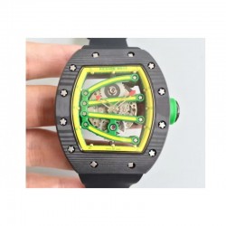 Replica Richard Mille RM59-01A Forged Carbon Yellow Skeleton Dial M6T51