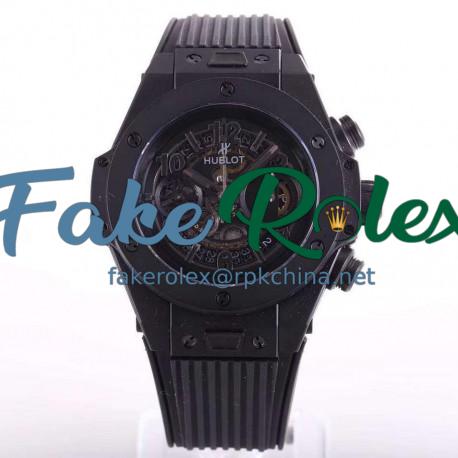 Replica Hublot Big Bang Unico All Black Sapphire 411.JB.4901.RT N Ceramic Skeleton Dial Swiss HUB1242