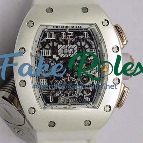 Replica Richard Mille RM011-FM Felipe Massa Chronograph Rose Gold White Dial Swiss 7750