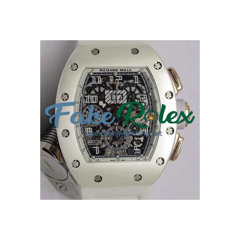 Replica Richard Mille RM011-FM Felipe Massa Chronograph Rose Gold White Dial Swiss 7750