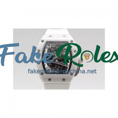 Replica Richard Mille RM59-01M White Ceramic Black Skeleton Dial M8215