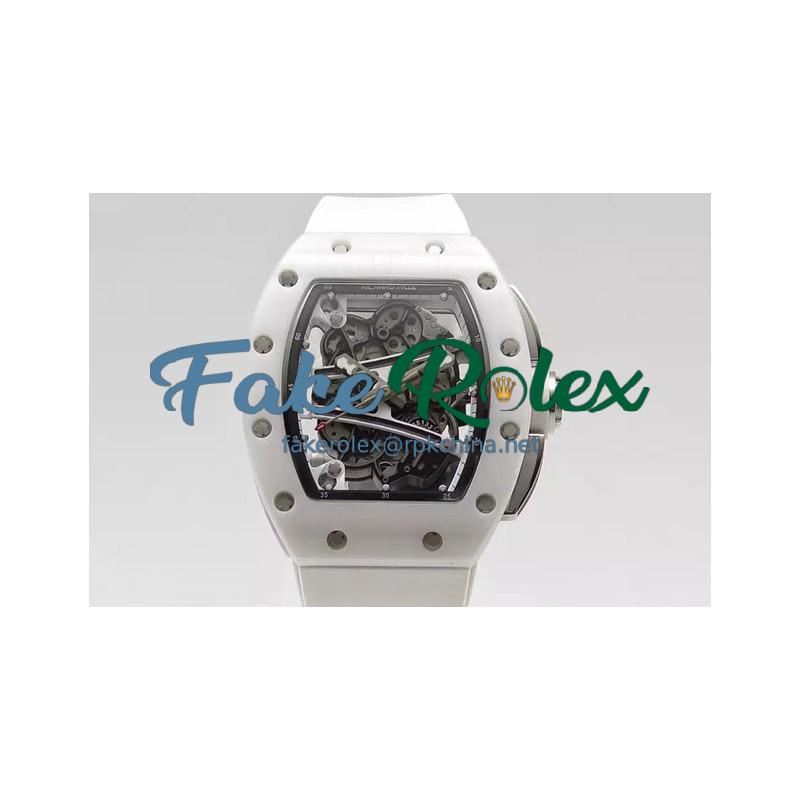 Replica Richard Mille RM59-01M White Ceramic Black Skeleton Dial M8215