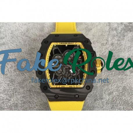 Replica Richard Mille RM35-01 Rafael Nadal Forged Carbon Skeleton Yellow Dial Yellow Nylon Strap M9015