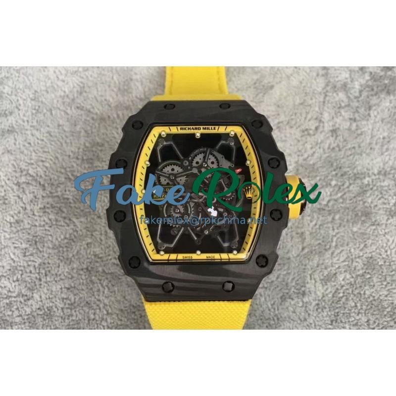 Replica Richard Mille RM35-01 Rafael Nadal Forged Carbon Skeleton Yellow Dial Yellow Nylon Strap M9015