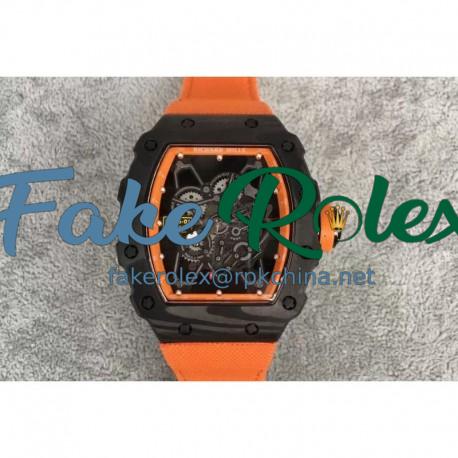 Replica Richard Mille RM35-01 Rafael Nadal Forged Carbon Skeleton Orange Dial Orange Nylon Strap M9015