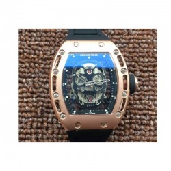 Replica Richard Mille RM052 Rose Gold Black Skull Dial M6T51