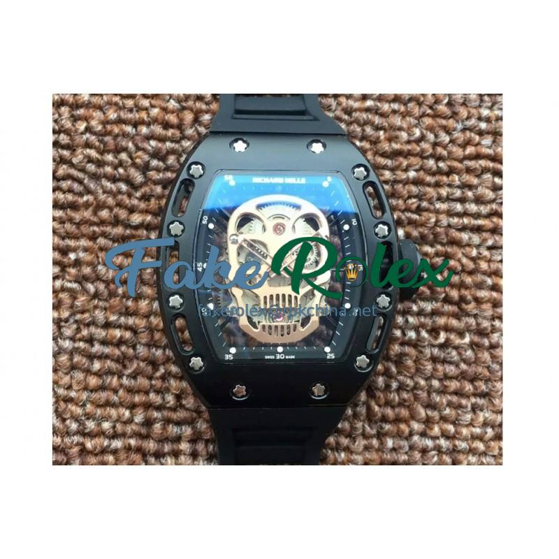 Replica Richard Mille RM052 PVD Rose Gold Skull Dial M6T51