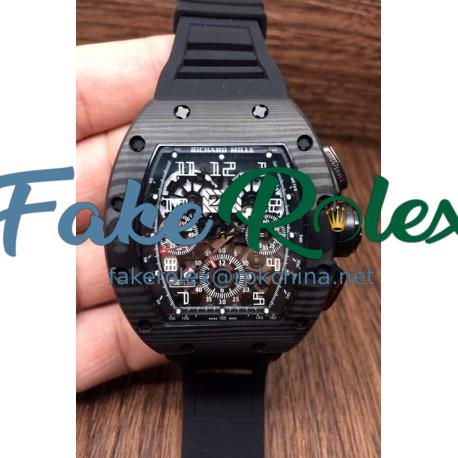 Replica Richard Mille RM011-FM Felipe Massa Chronograph Forged Carbon Black Dial Swiss 7750