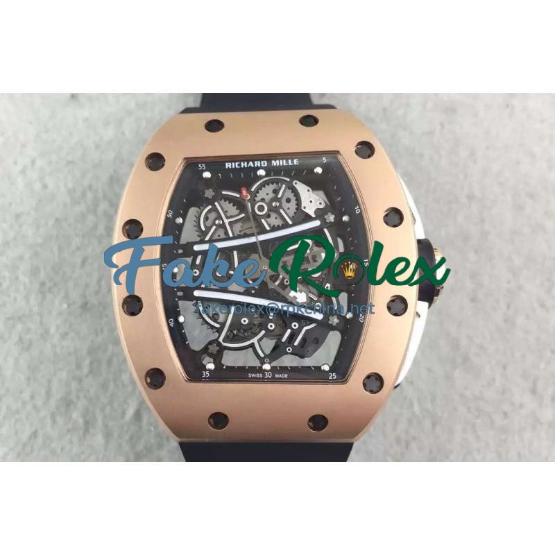 Replica Richard Mille RM61 Rose Gold Skeleton Dial M9015