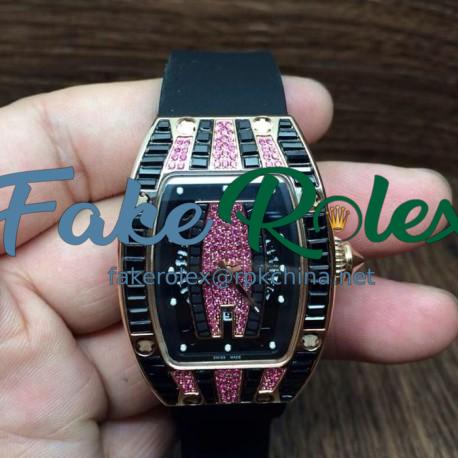 Replica Richard Mille RM007 Lady Rose Gold Pink Diamonds Dial M6T51