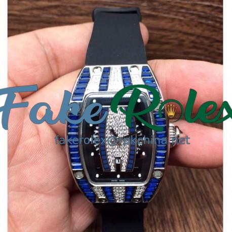 Replica Richard Mille RM007 Lady Stainless Steel Blue Diamonds Dial M6T51