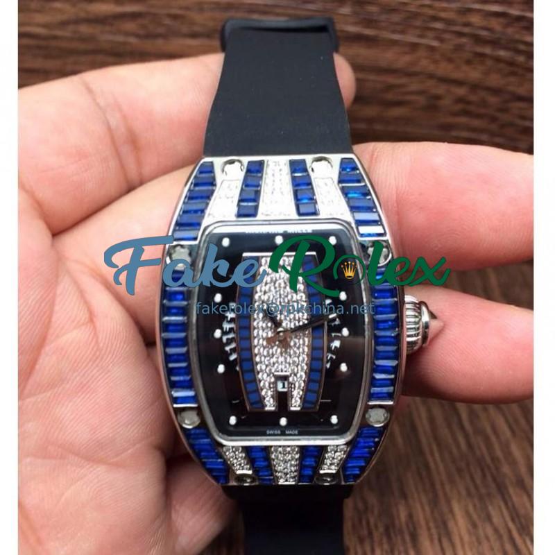 Replica Richard Mille RM007 Lady Stainless Steel Blue Diamonds Dial M6T51