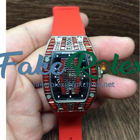 Replica Richard Mille RM007 Lady Stainless Steel Red Diamonds Dial M6T51