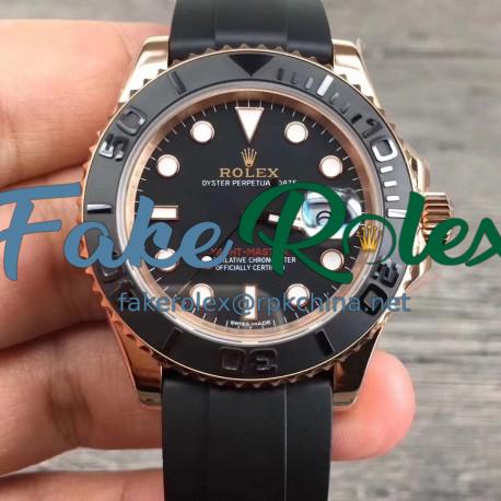 Replica Rolex Yacht-Master 40 116655 2018 V9 Rose Gold Black Dial Swiss 3135