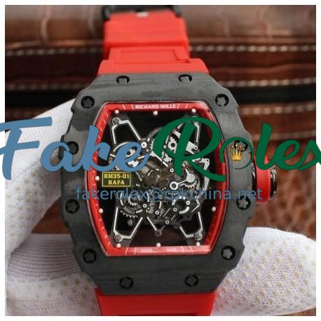 Replica Richard Mille RM035-01 Rafa Forged Carbon Red Dial M9015