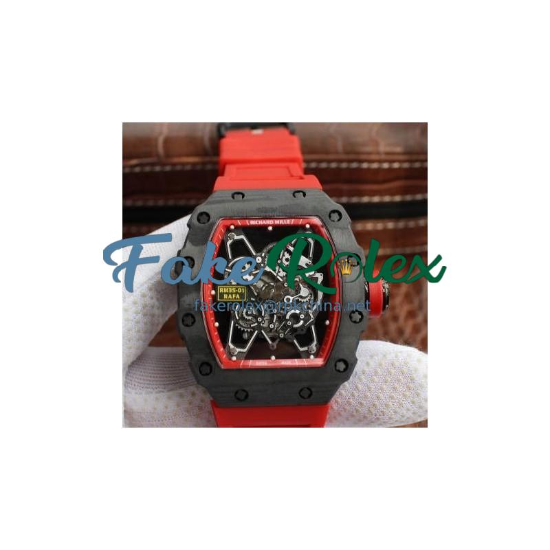 Replica Richard Mille RM035-01 Rafa Forged Carbon Red Dial M9015