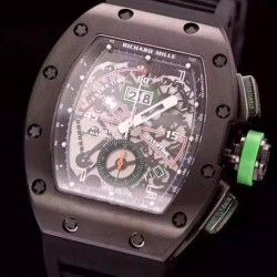 Replica Richard Mille RM011-01 R Mancini Chronograph Forged Carbon Black Dial Swiss 7750