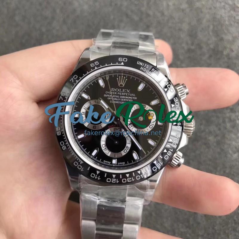 Replica Rolex Daytona Cosmograph 116500LN N Stainless Steel Black Dial Swiss 7750 Run 6@SEC